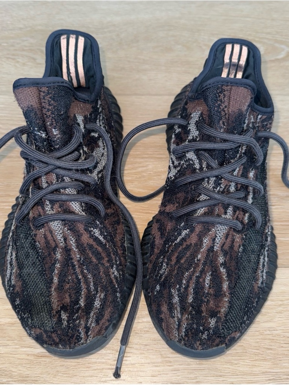 adidas Men's Black and Brown Patterned Knit Athletic Shoes